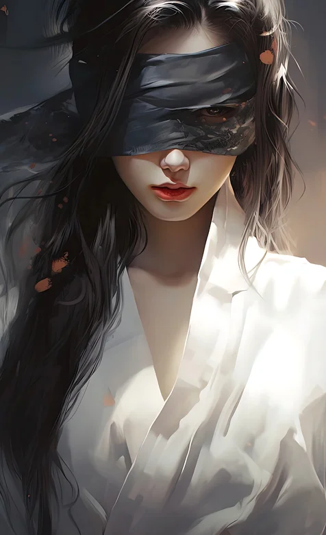 眼睛蒙着缎带的古装AI美女酷飒手机壁纸图片-iPhone17-1