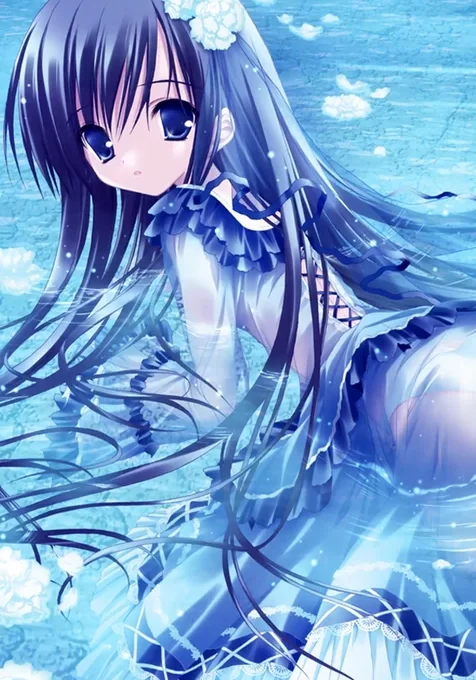 泡在水中的动漫少女手机图片