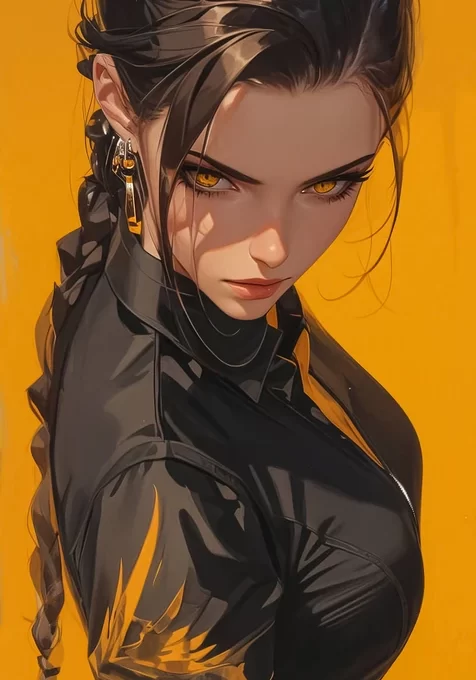黑金酷飒少女·写实暗黑风原创插画 高质感手机壁纸