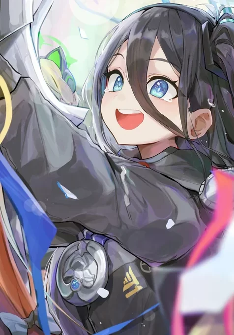 元气黑长直少女 科幻风战斗插画壁纸