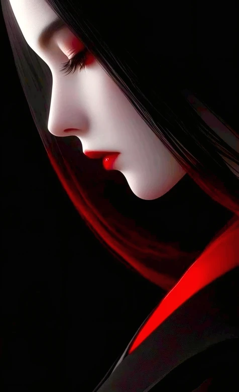 暗黑红妆 神秘冷艳美女超清手机壁纸-iPhone17-1