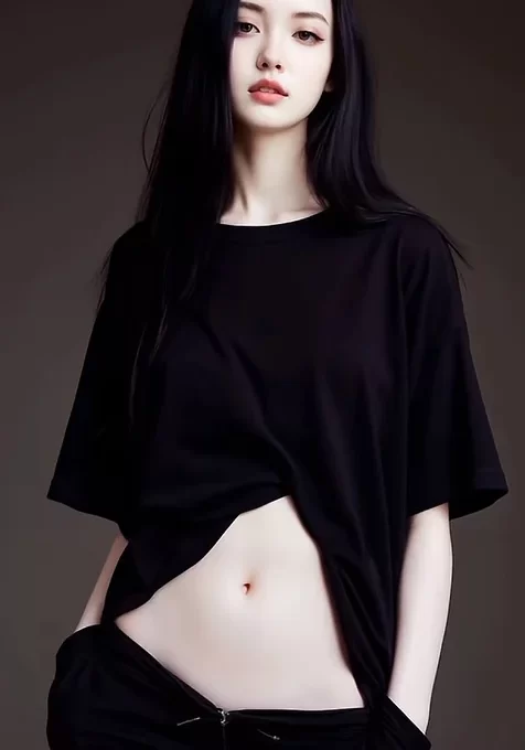 一笑而过,便是晴天，长发，黑衣，短裤辣眼睛赞美美女手机壁纸图片