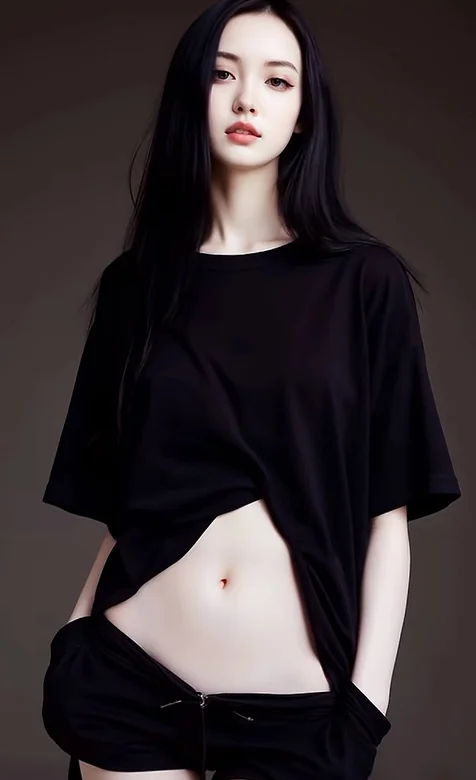 一笑而过,便是晴天，长发，黑衣，短裤辣眼睛赞美美女手机壁纸图片-iPhone17-1
