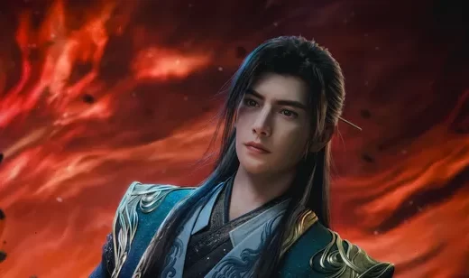 韩立·玄衣金纹 国风玄幻 红焰背景电脑壁纸