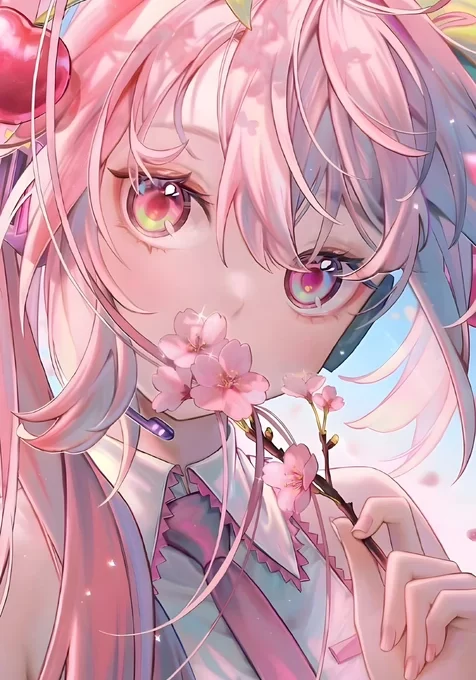 樱初音·持樱浅笑 二次元VOCALOID春日清新壁纸