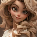 大卷发迪士尼风格动漫美女手机壁纸