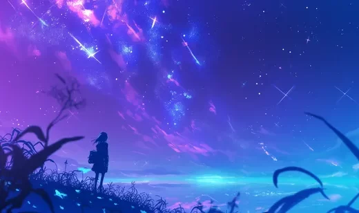 星空，星海，少女，二次元创意星空AI美图插画壁纸