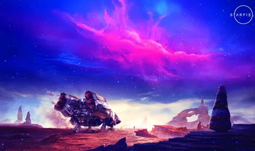 Starfield异星荒漠飞船着陆·科幻唯美 游戏星空高画质壁纸