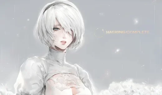 白衣白发，纯洁无暇的机械纪元女主人像插画壁纸