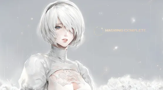 白衣白发，纯洁无暇的机械纪元女主人像插画壁纸-iPhone17-1