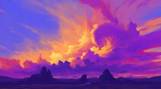 荒漠孤峰·炫彩云霞插画 唯美梦幻氛围感拉满-iPhone17-1