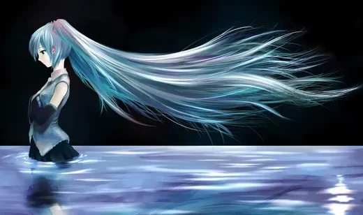 站在水里的初音唯美动漫壁纸下载