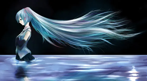 站在水里的初音唯美动漫壁纸下载-iPhone17-1