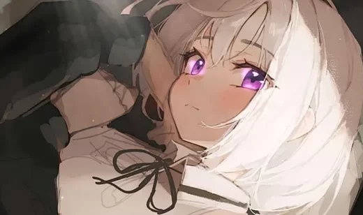 白发紫眸少女·唯美二次元动漫 治愈感电脑桌面背景