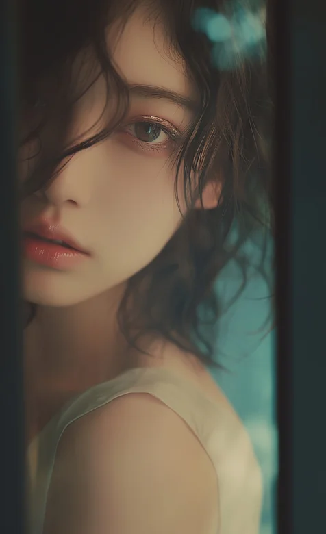 温柔是黑暗世界里永恒的光，高颜值精致脸庞AI动漫美女侧颜侧身手机壁纸-iPhone17-1
