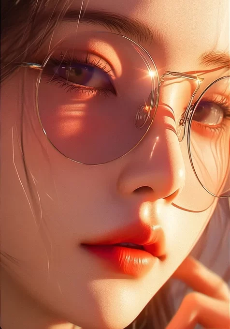 唯美写实戴眼镜少女·原创插画高质感手机壁纸