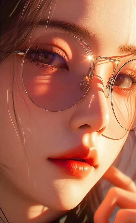 唯美写实戴眼镜少女·原创插画高质感手机壁纸-iPhone17-1