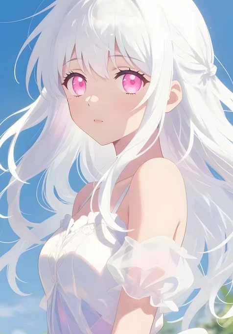 白发粉瞳少女·二次元唯美风 高清动漫手机壁纸
