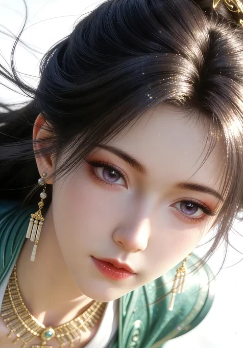 古风佳人·李慕婉·绿衣金饰·国风唯美写实（热门古风手机壁纸）