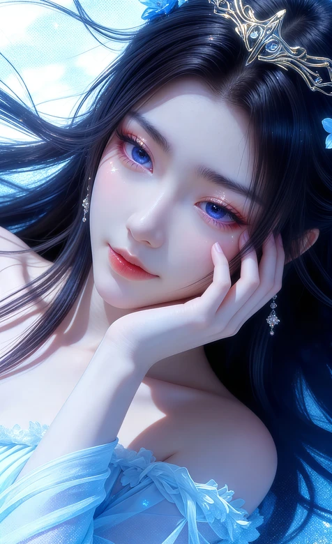 古风仙韵女子·凡人修仙传元瑶·蓝裙金饰 唯美梦幻手机壁纸-iPhone17-1