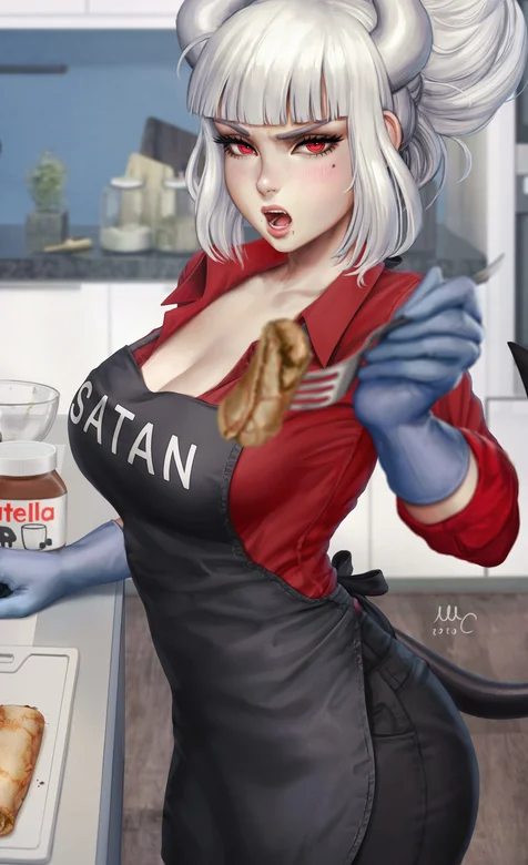 头上有角超性感的动漫女厨娘手机壁纸-iPhone17-1