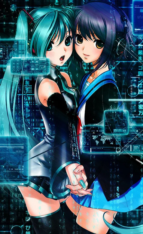 科技感十足的动漫女孩手机壁纸-iPhone17-1