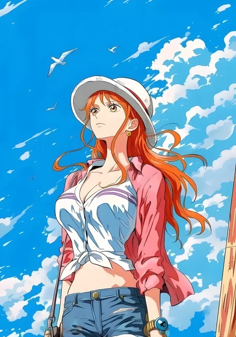 娜美·航海休闲造型 海贼王二次元动漫手机壁纸