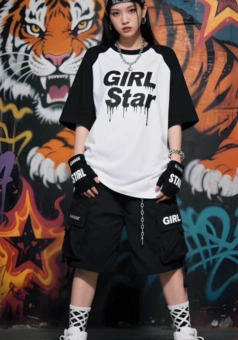 潮流女孩·街头潮酷（涂鸦老虎）GIRL Star穿搭壁纸