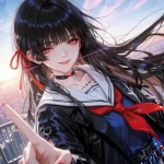 暗黑朋克JK少女·红瞳黑长直 赛博都市动态电脑壁纸