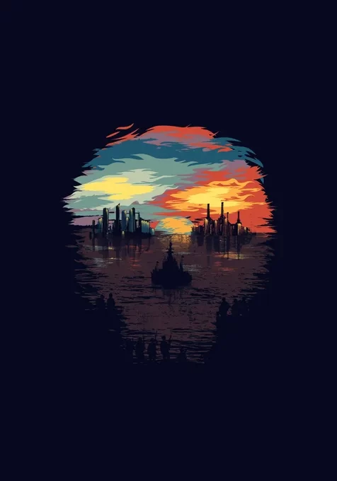 个性骷髅头风景油画手机桌面