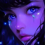 脸上闪着光的动漫AI女生手机壁纸图片