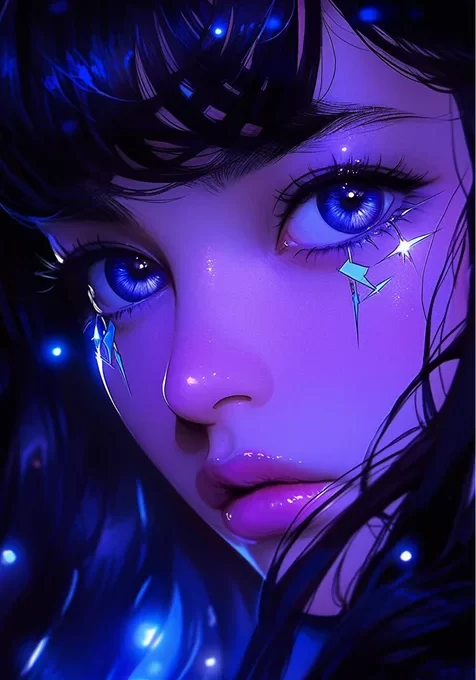 脸上闪着光的动漫AI女生手机壁纸图片