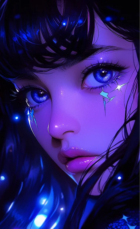 脸上闪着光的动漫AI女生手机壁纸图片-iPhone17-1