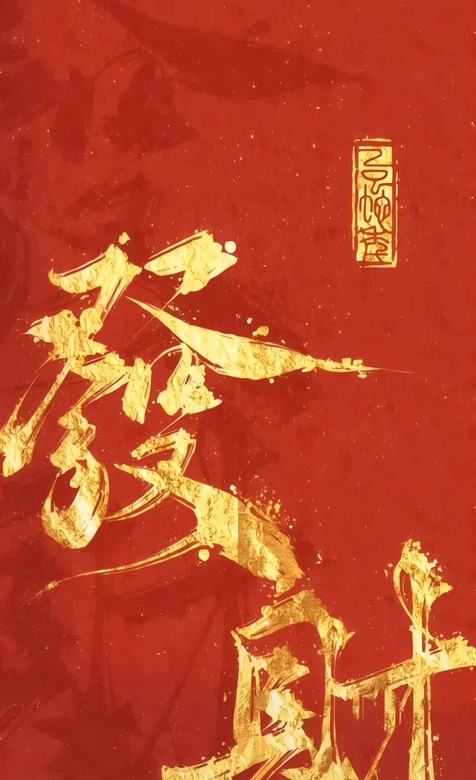 金色发财书法红底国风招财新年壁纸-iPhone17-1
