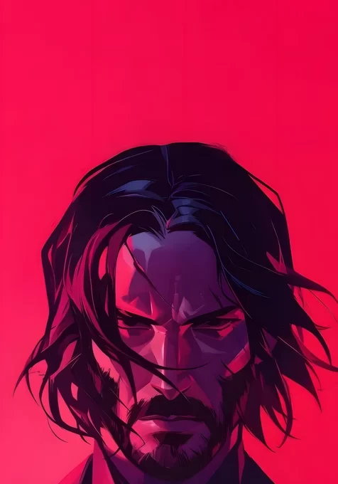 约翰·维克·冷峻肃杀 霓虹高对比插画 疾速追杀高燃风