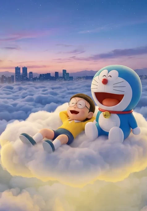 哆啦A梦&大雄·云海欢笑 唯美日系动漫壁纸（治愈系动漫壁纸）