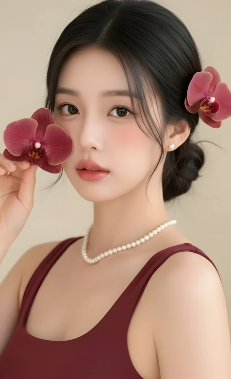 气质女生·兰花点缀盘发 唯美清新 精致手机壁纸-iPhone17-1