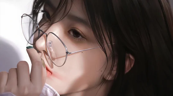 写实风戴眼镜少女·细腻光影动态电脑壁纸推荐-iPhone17-1