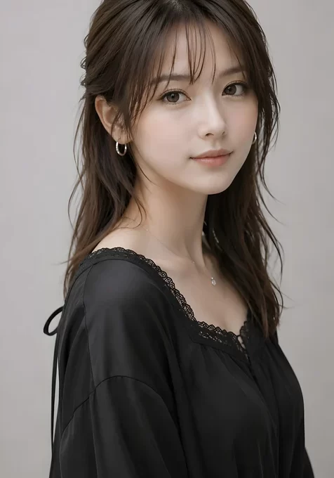 气质女性·日系清新写实·黑色蕾丝衣手机壁纸热款