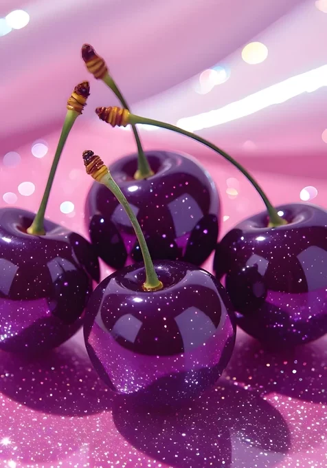 梦幻闪粉炫紫樱桃·唯美甜酷风手机壁纸精选