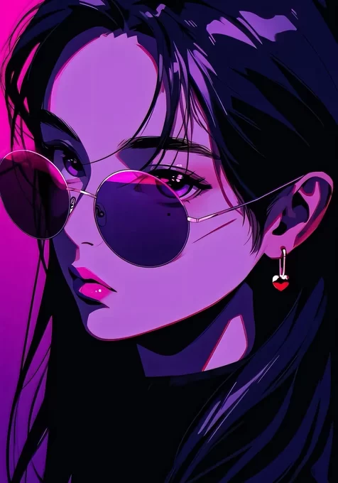 动漫少女·霓虹赛博风（墨镜）超酷潮流手机壁纸
