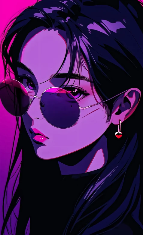 动漫少女·霓虹赛博风（墨镜）超酷潮流手机壁纸-iPhone17-1