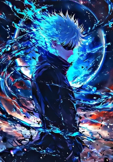 五条悟·蓝焰能量迸发 魔幻炫酷风超燃手机壁纸