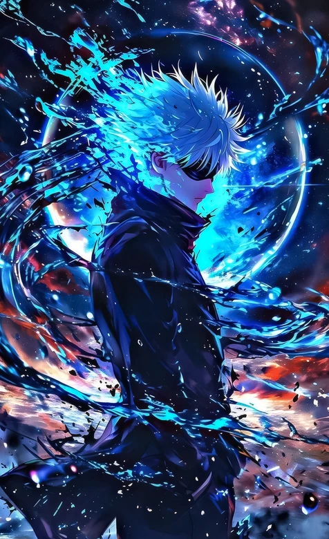 五条悟·蓝焰能量迸发 魔幻炫酷风超燃手机壁纸-iPhone17-1