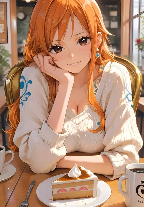 娜美·咖啡厅甜憩 二次元唯美风 海贼王手机壁纸