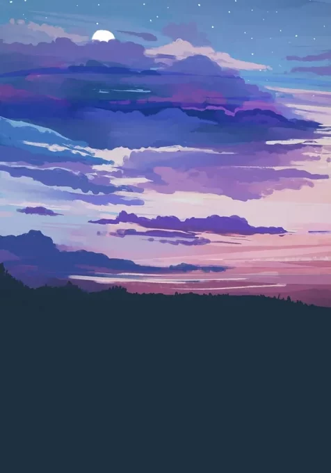 唯美的紫色云彩创意手绘手机壁纸