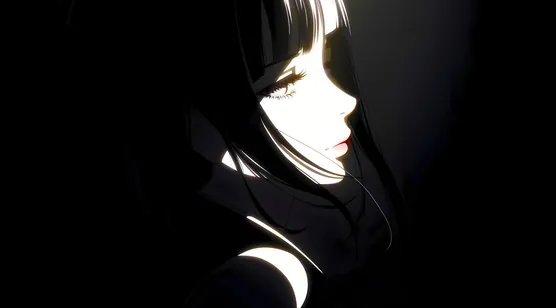 光影独白 暗黑系少女侧颜意境壁纸-iPhone17-1