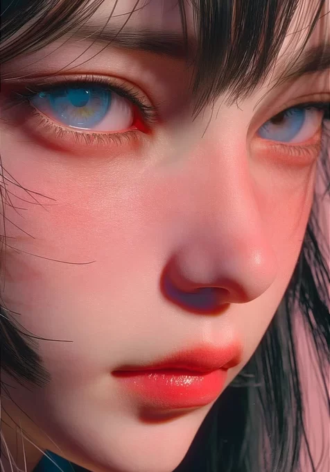 蓝眼黑发CG少女 唯美二次元美女壁纸