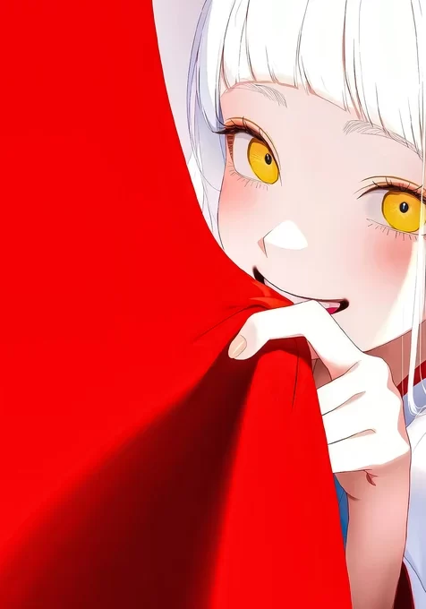 白发黄眼少女·俏皮遮帘 国漫唯美手机壁纸
