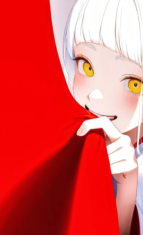 白发黄眼少女·俏皮遮帘 国漫唯美手机壁纸-iPhone17-1